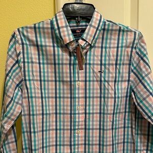 Vineyard Vines Boy’s Blue and Pink Checkered Shirt